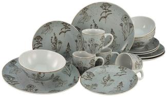 CreaTable 22507 Kombiservice Vintage FLOWERS für 4 Personen, Porzellan, mehrfarbig (1 Set, 16-teilig)