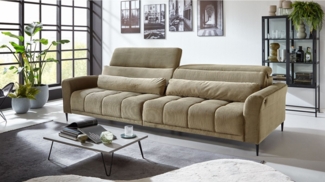 Massivart® Big-Sofa LOGAN Cord grün, grau, beige, rost 280 cm / 4-Sitzer, Sitztiefenverstellung / Kopfteilverstellung / Armlehnverstellung