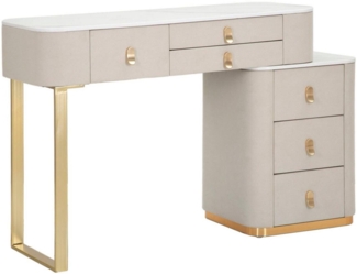 Dmora Schreibtisch Apoteosi, Mehrzweckschreibtisch, Bürotisch für PC, Eckschreibtisch, 120x40 h75 cm, Creme und Gold