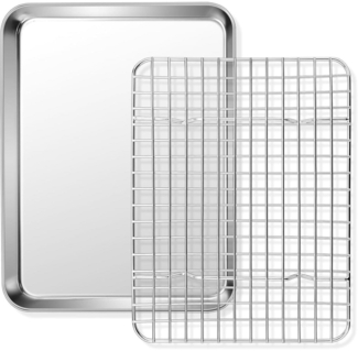 Homikit Backblech mit Abkühlgitter Edelstahl Rechteckig 31,5x24,6x2,5cm
