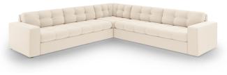 Micadoni Symmetrisches Ecksofa Justin 5-Sitzer Strukturierter Stoff Helles Beige