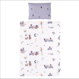 Chipolino Babybettwäsche 3-teilig, Decke 130x100 cm, Kissen 45x35 cm, Laken lila Sterne