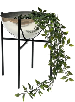 DanDiBo Blumenhocker Metall mit Topf Schwarz Silber 35 cm Blumenständer 96257 M Blumensäule Modern Pflanzenständer Pflanzenhocker