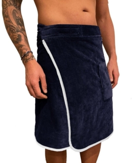 HOMELEVEL Saunatuch Saunahandtuch Saunakilt für Herren Sauna Kilt für Männer aus Baumwolle, (1-St), Saunatuch Herren mit Tasche verstellbares Sauna Tuch Handtuch Männer