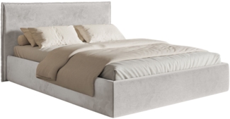 Selsey 'Softie Slim' Polsterbett 180×200 mit Bettkasten und Lattenrost, Velours, hellgrau