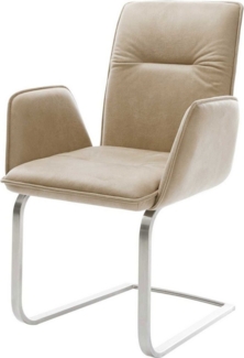 Freischwinger Vinja-Flex Mikrofaser Beige Vintage Freischwinger flach Edelstahl