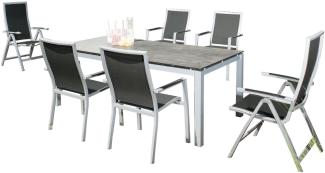 Sonnenpartner 7-teilige Sitzgruppe Star & Base 160x90 cm Aluminium silber