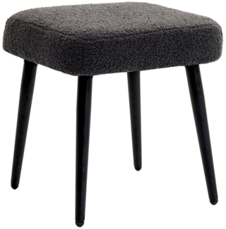 MC Star Sitzhocker Fußhocker quadratisch mit Kaschmir-Optik, Dunkelgrau, Stahlbeine (ideal für Wohnzimmer & Schlafzimmer)