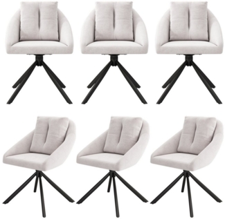 HAUSS SPOLE Esszimmerstuhl 6er Set drehbarer Esszimmerstuhl, ergonomisches Design Samt Beige (Polsterstuhl, 6 St), drehbarer Esszimmerstuhl aus atmungsaktiver Samtstoff