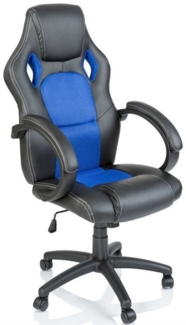 Tresko Racing Chefsessel Bürostuhl Drehstuhl Schalensitz Bürosessel Schreibtischstuhl schwarz/blau