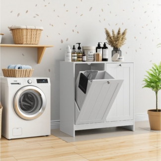 REDOM Wäschekorb Badezimmer-Aufbewahrungsschrank (Kippbarer Wäschekorb mit herausnehmbarem Korb –Badezimmer-Wäschekorb-Aufbewahrung mit Kippschutz, 2 Stoffkörbe), mit herausnehmbarem Korb,versteckter Wäschekorb