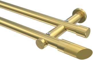 Gardinenstangen-Set Platon Verano 520 cm (geteilt in 4 x 130 cm), 2-läufig (ohne Ringe), 20 mm Ø Messing-Optik