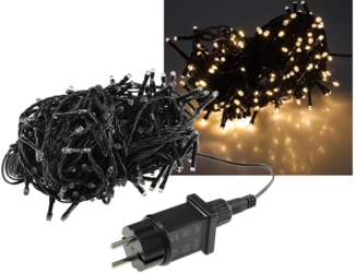 LED Aussen-Lichterkette "CT-ALK200" 20m warmweiß, Kabel schwarz, IP44, 200 LEDs