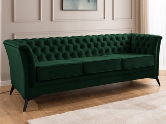 S-Style Möbel Chesterfield-Sofa Whitby, 3-Sitzer aus Samt mit goldenen, silbernen oder schwarzen Füßen, mit Wellenfederung