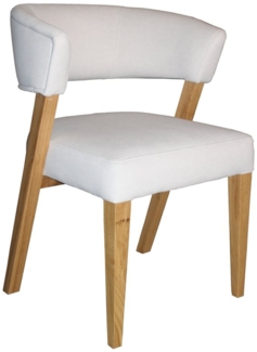 einrichtungsdesign24 4-Fußstuhl Eiche Stuhlsessel Linda mit Samt Bezug Beige, Eiche Massivholz