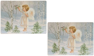 Wohnando Platzset Platzset aus Kork für den Tisch winterlicher Engel - 2er Set