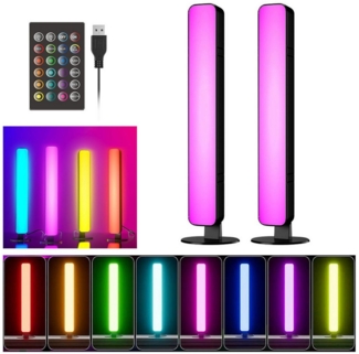 MUPOO LED-Streifen RGB LED-Lichtleiste 1/2er,LED Stripe Dimmbare LED Lightbar, 16 Farben 24 Schlüssel mit Musik synch,Fernbedienung,Gaming Deko