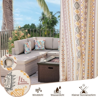 BTTO V&G Outdoorvorhang 2er-Set Vorhänge Boho Gardinen Ösen Outdoor-Gardinen,Wasserdicht, H×B: 213 x 132,244 x 132,274 x 132cm,für Wohnzimmer Schlafzimmer