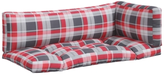 vidaXL Palettenkissen 3-tlg. Rot Karomuster Stoff 314670