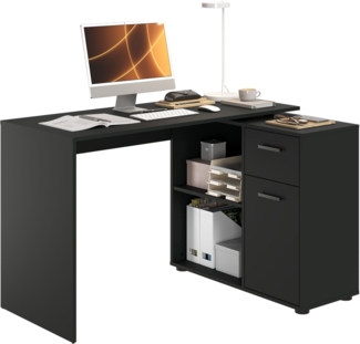 FMD Eckschreibtisch AUGSBURG, Schreibtisch/ Sideboard m. Stauraum, beids. montierb, 117 oder 148 cm