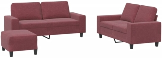vidaXL 3-tlg. Sofagarnitur Weinrot Stoff 3201896