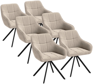 skølm 'Sköll' Esszimmerstühle, 6er Set, macchiato, gepolstert mit Samt-Bezug, höhenverstellbar & drehbar, Polsterstühle mit Armlehnen, bis 150 kg belastbar