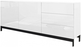 Dmora Kommode Alden, Küchen-Sideboard mit 2 Türen und 3 Schubladen, Wohnzimmer-Buffet, 100 % Made in Italy, 170 x 40 x 47 cm, glänzendes Weiß,