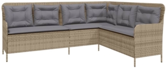 vidaXL Gartensofa in L-Form mit Kissen Beige Poly Rattan 369003