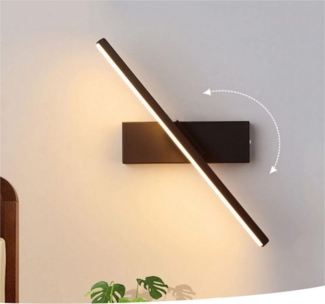 LMaxhome LED Spiegelleuchte Wandleuchte 6W/8W/10W Modern 330° drehbar Spiegellampe für Badezimmer, Einstellbare Lichtrichtung, LED fest integriert, 3000K/4500K/6000K, Dimmbar 3 Farben, Aluminium, Schwarz, Leseleuchte für Schlafzimmer