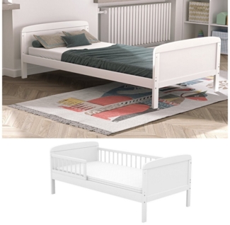 Baby-Delux Kinderbett Luca, Kinderbett Gitterbett 140x70 weiß mit Matratze Schutzgitter