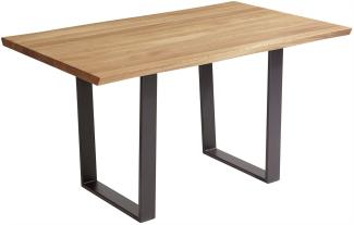 Esszimmertisch Massiv Daphene 160 x 90 x 75 Esstisch Holz massiv Wildeiche geölt/Schwarz 12069-160090