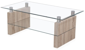 expendio Couchtisch Leon, Glastisch in Eiche sonoma 110x43x60 cm