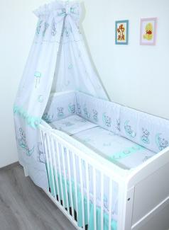 Primawela Babybettwäsche Baby Bettset- 6 teiliges mit 420 Nestchen Vollstoff Himmel Bettwäsche