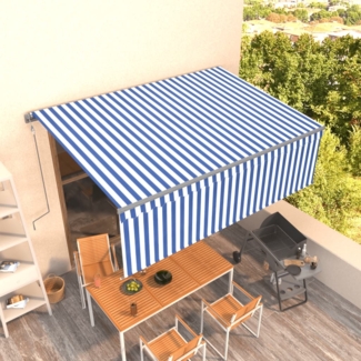 vidaXL Markise Automatisch Einziehbar mit Volant 4,5x3 m Blau und Weiß 3069446