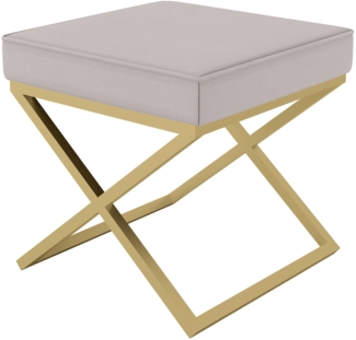 AX LIVING 1 Stk. Polster Hocker Pitinio 45 cm Beige goldenem Gestell