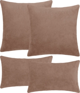 Selfitex Dekokissen 4er Set Cord Kissen inkl. Füllkissen, 2x 50x50 & 2x 30x50, robuster Bezug mit satten Farben, weiches Füllkissen