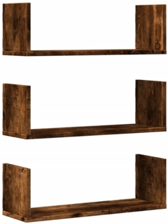 vidaXL Wandregale 3 Stk. Räuchereiche 58x18x18 cm Holzwerkstoff 853285