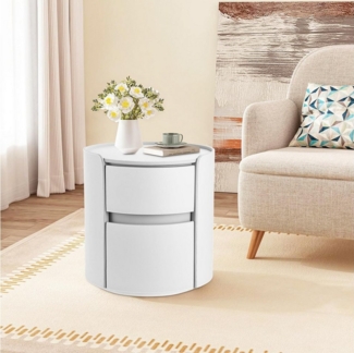 Vellora Nachttisch Nachttisch, moderner Beistelltisch schrank (1-St, geeignet für Schlafzimmer und Wohnzimmer), Runder Beistelltisch mit 2 Schubladen