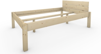 Pfostenbett Massivholzbett (Fichte) "Daybett" 120 x 190 cm 48 cm Holzbett 300kg
