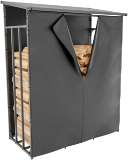 DELUKE® Kaminholzregal aussen mit Abdeckung HEOD - für Feuerholz Brennholzregal aussen Kaminholzunterstand Kaminholzständer draussen Feuerholzregal aussen, 70x130x165, Aluminium, Mit Plane