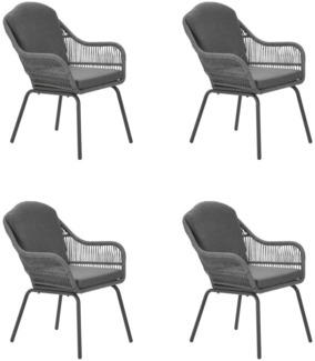 TRITON 4er-Set Rope Alu Loungesessel Gartenstuhl grau