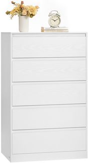 VASAGLE Kommode mit 5 Schubladen, Kommodenschrank, Schubladenschrank, Wäschekommode, für Schlafzimmer, 40 x 60 x 97,4 cm, Modern Kailyn Kollektion, schneeweiß LTS605WE01