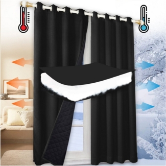 Jibenhome Vorhang Schlafzimmer Vorhänge Blickdicht, Thermogardinen Kälteschutz, (2 St), Winter Verdunklungsvorhänge Ösen Thermal Wärmeisolierend