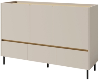 Beautysofa Kommode LICO mit 3 Schubladen, 3 Türen, 3 Regalböden (ideal für Jugendzimmer, Wohnzimmer, Büro), moderne Farben Sandbeige oder Eukalyptus
