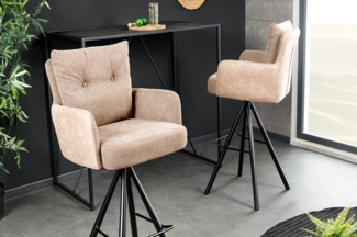 riess-ambiente Barhocker BIG GEORGE champagner / schwarz · Samt · Flachgewebe (Einzelartikel, 1 St), Tresenstuhl · Esszimmer · 360° drehbar · mit Armlehne · Federkern