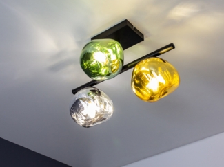 Deckenleuchte CANOPUS mit ausgefallenen bunten Glaskugeln, Breite 40cm