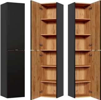 Badezimmer Hochschrank TOSKANA-BLACK-56 in seidenmatt anthrazit B/H/T ca. 35/170/33cm