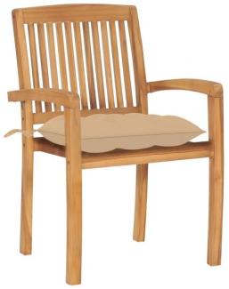 Stapelbare Gartenstühle mit Kissen 8 Stk. Massivholz Teak