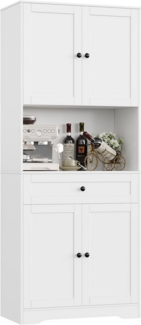 Homfa Küchenbuffet Küchenschrank Buffetschrank Vorratsschrank mit 4 Türen und Schublade, verstellbaren Einlegeböden, 75x40x180cm