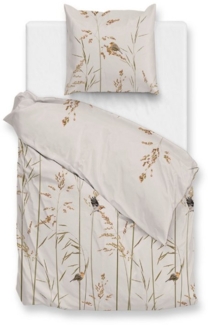 Zo! Home Flanell Bettwäsche 135x200 cm Pettirosso Natural Gräser Halme Vögel